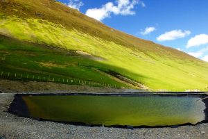 Treatment pond at Force Crag mine, near Keswick, Cumbria