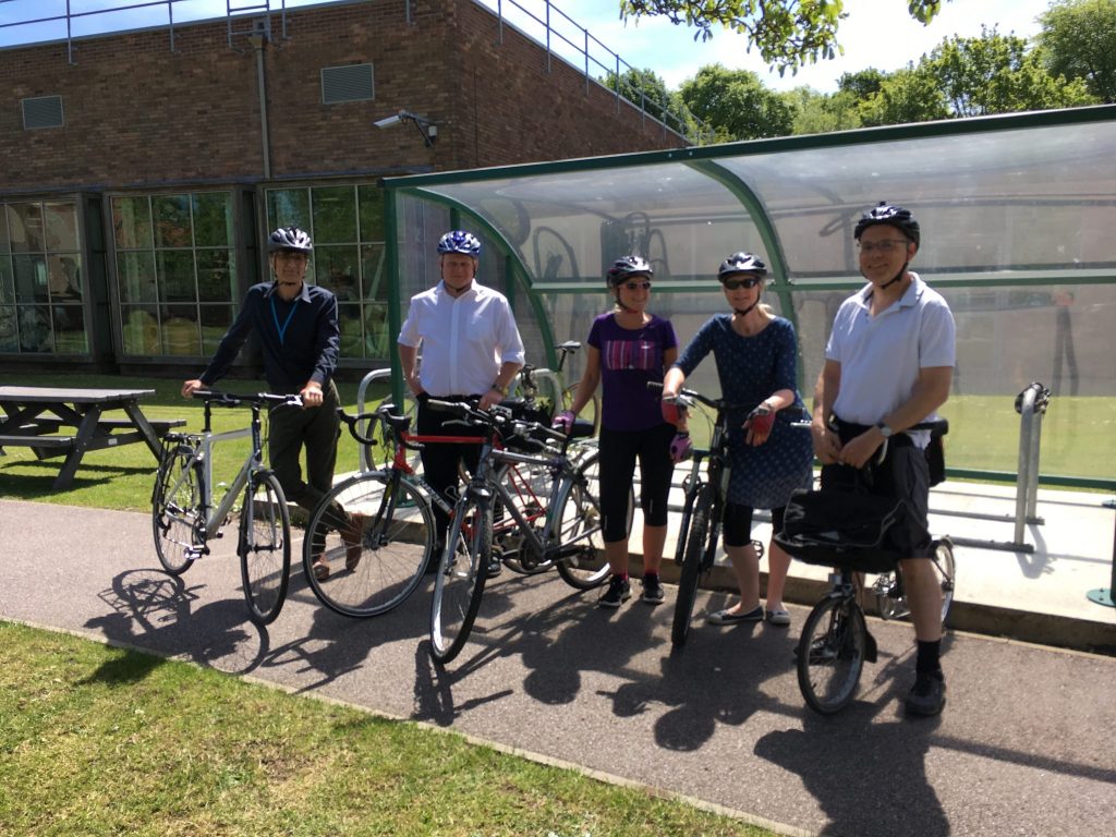 Coal Authority staff prepare to set off for their lunchtime bike ride