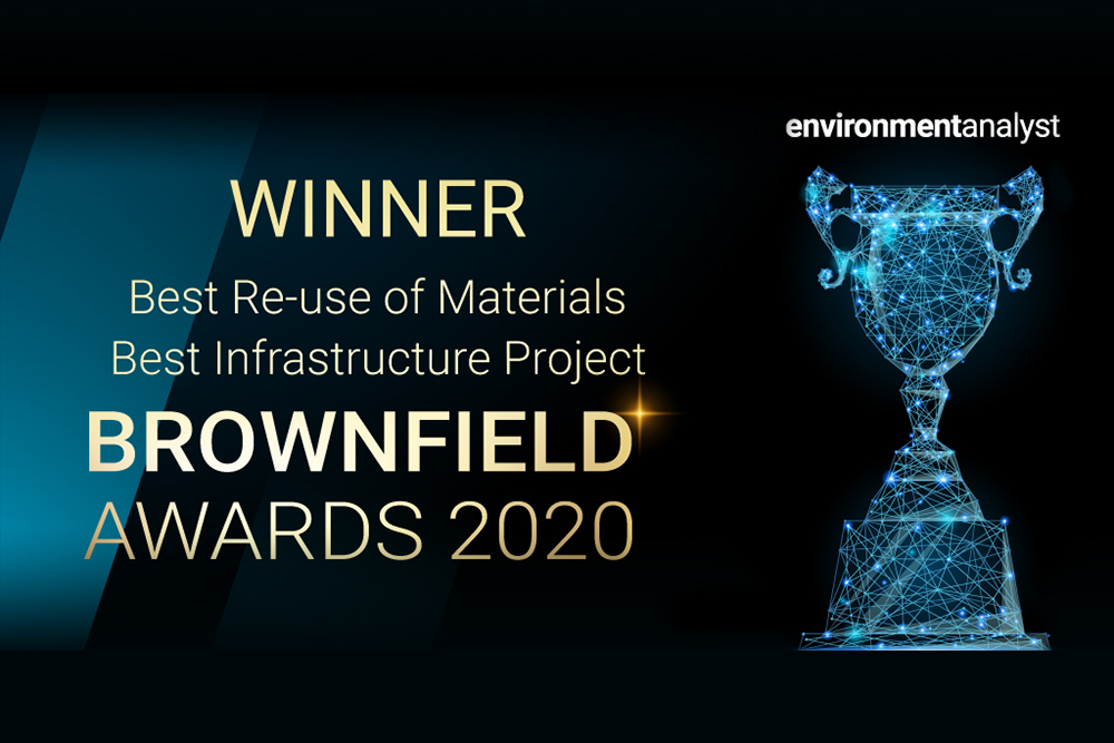 Winner of Best re-use of materials and best infrastructure project at the Brownfield Awards 2020