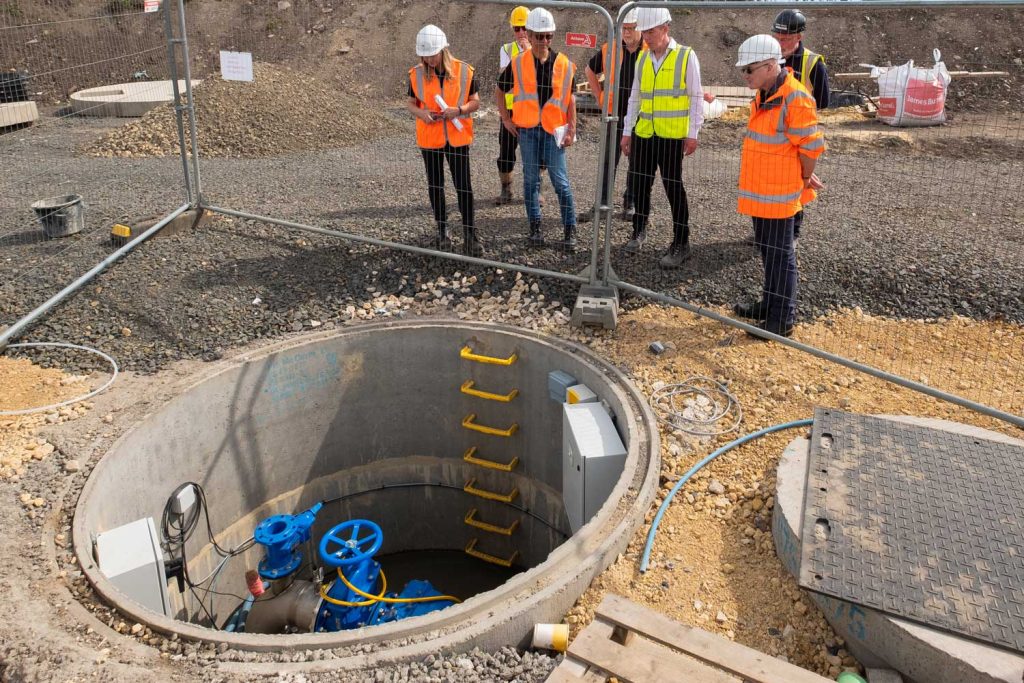 Inspecting one of the boreholes that will be used to abstract mine water from disused workings 150m below Gateshead  (copyright Coal Authority 2023)