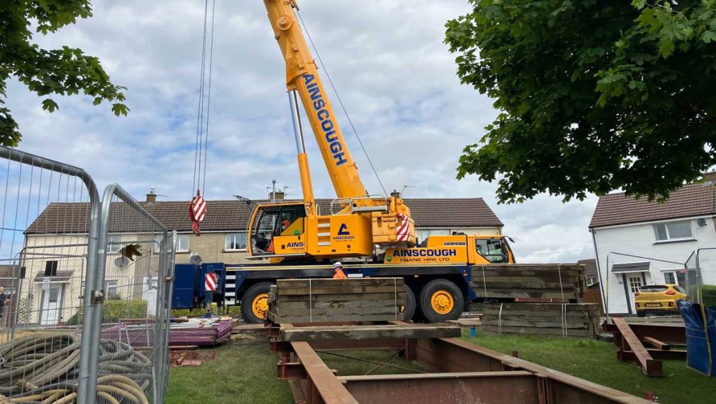 Remediation work by the Coal Authority on Thornwood Avenue, in Ayr, Scotland