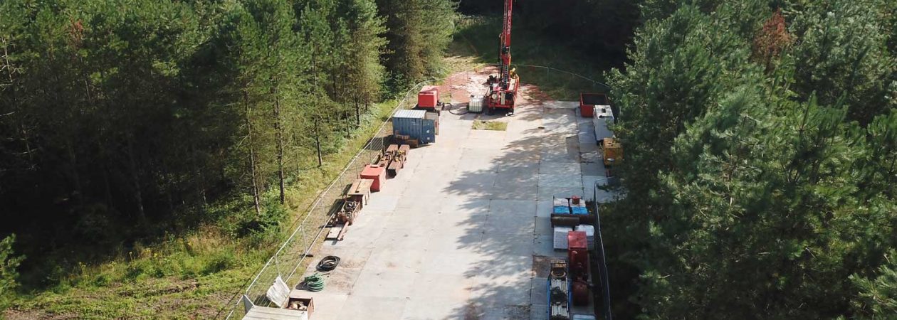 An aerial view of the Blidworth drilling site