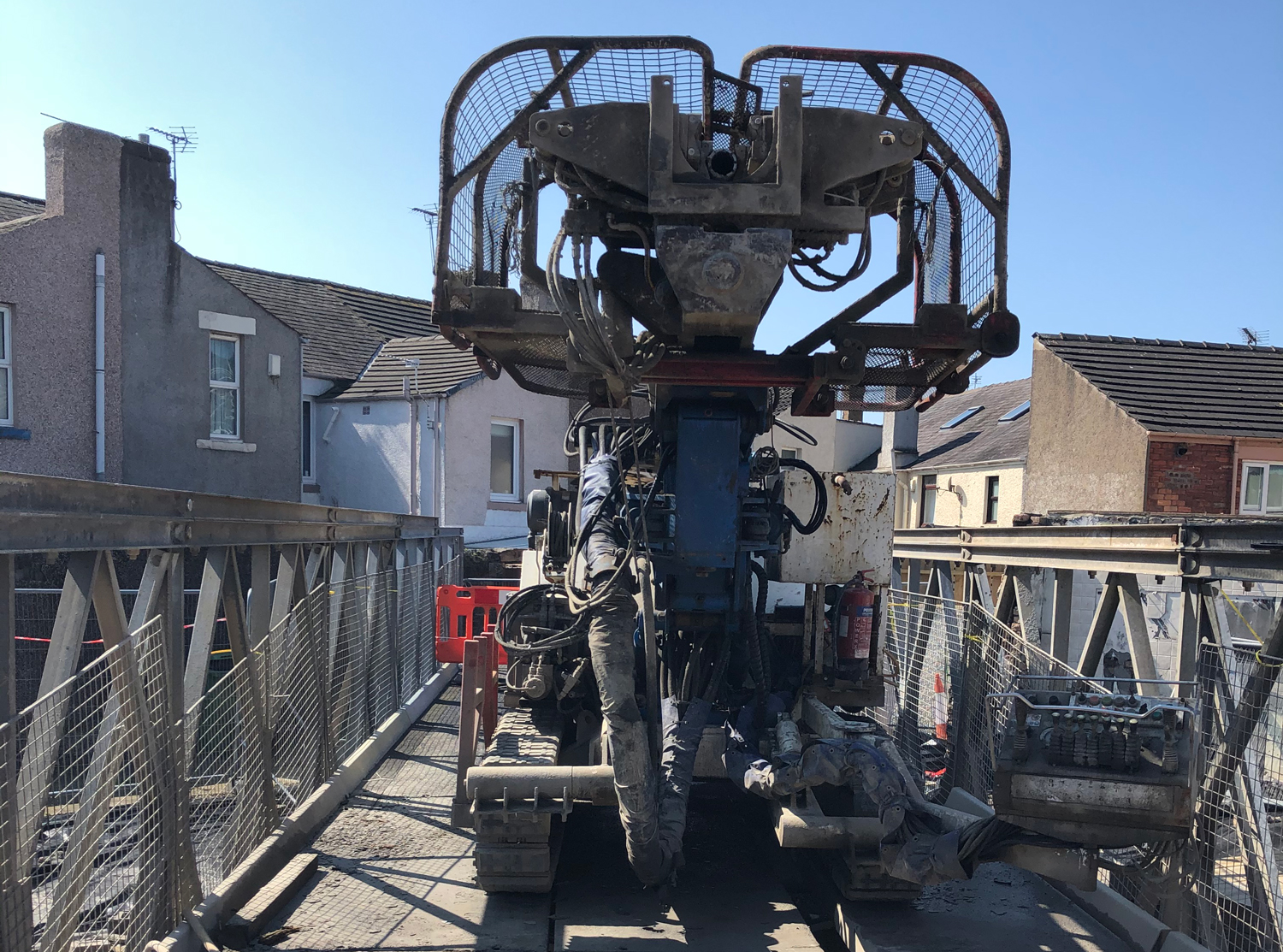 A drilling rig used in Hunter Street, Workington